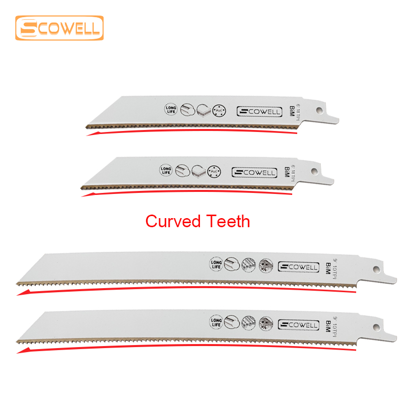 Bimetallic Curved Teeth Sabre Reciprocating Saw Blades 
