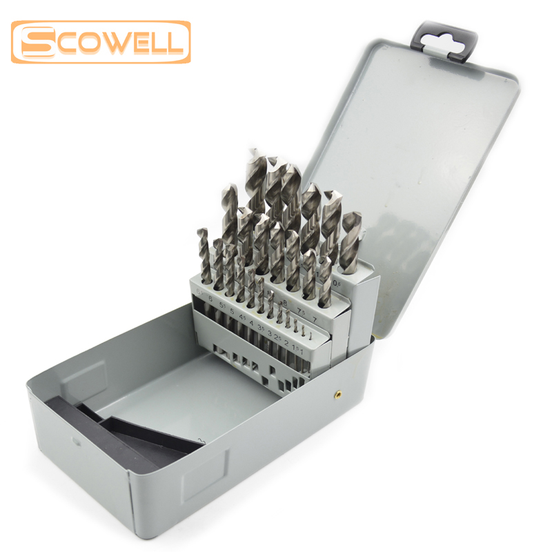 25Pcs HSS Twist Drill Bits Set,with Metal Storage Case